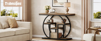 Table d'appoint Nathalie — bois, métal, style industriel, rangement intégré