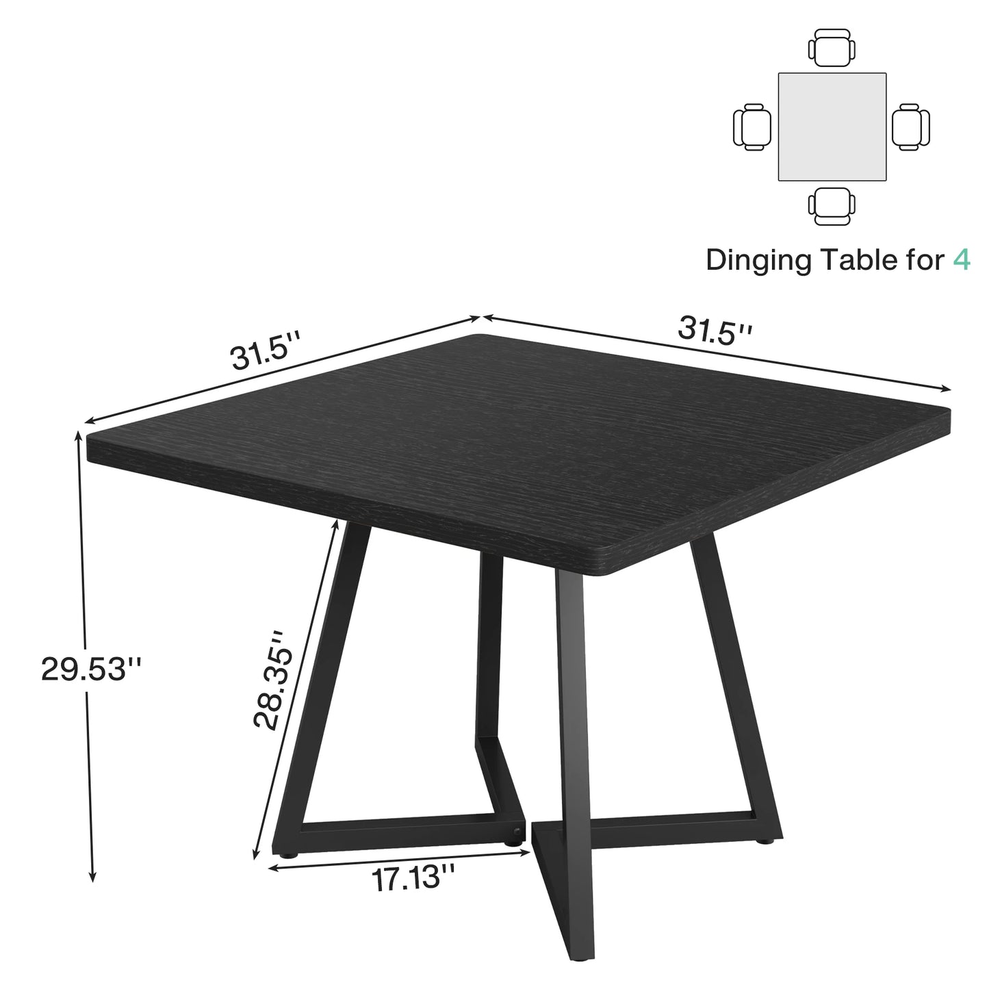 Table de salle à manger Astrid — bois, métal, style industriel, carrée