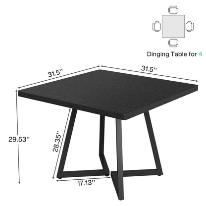 Table de salle à manger Astrid — bois, métal, style industriel, carrée