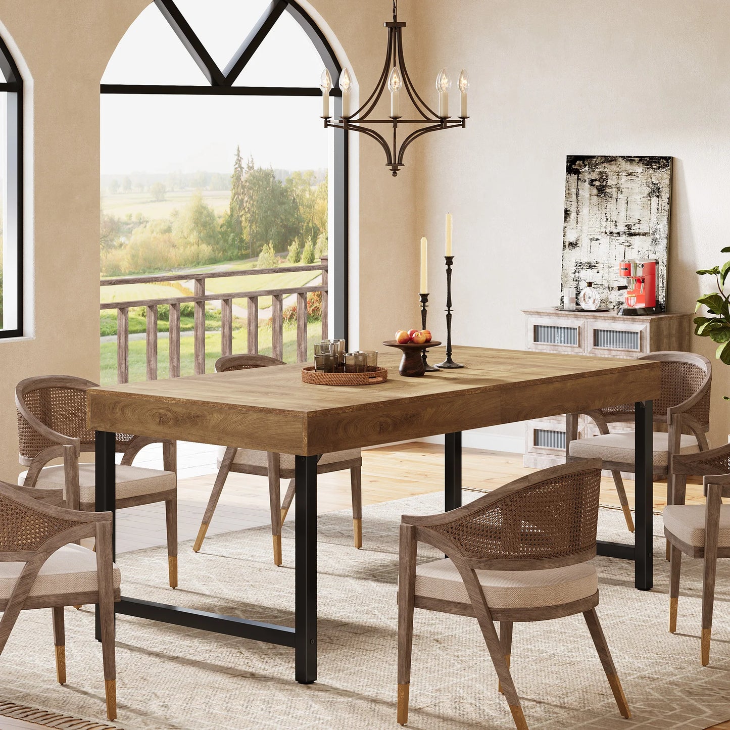 Table de salle à manger Wilfried — métal, style industriel, rectangulaire