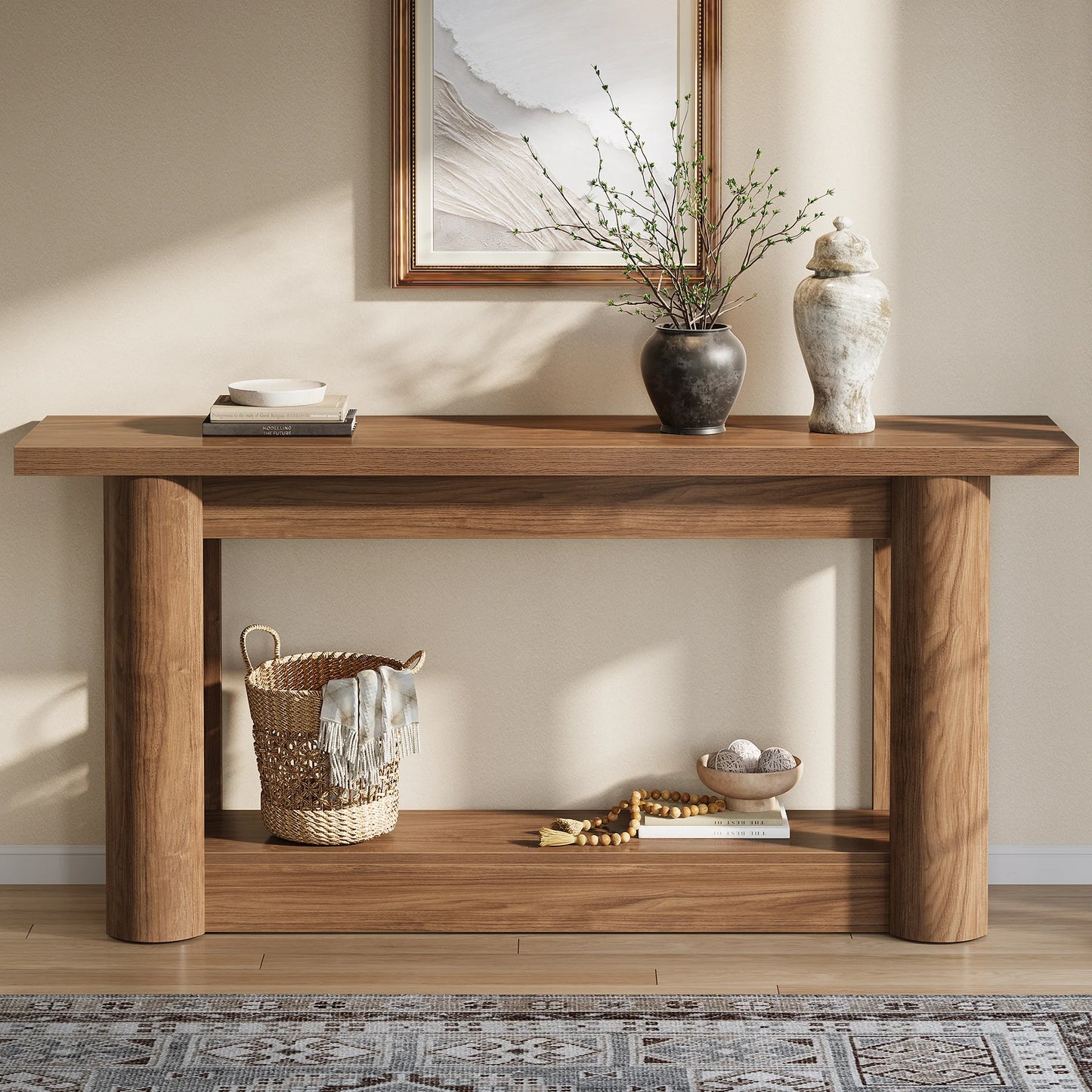 Console Christophe — métal, rangement intégré, 2 niveaux