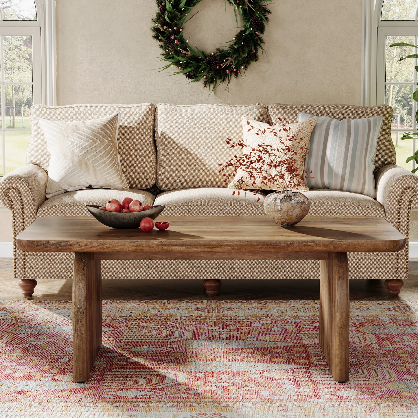 Table basse Adrien — bois, style rustique, rectangulaire