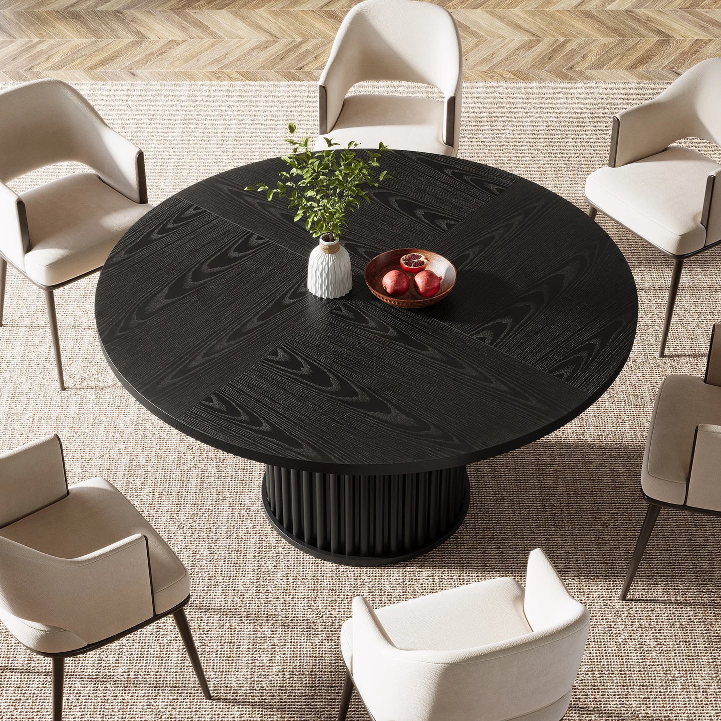 Table de salle à manger Jacinthe — finition noir, métal, ronde