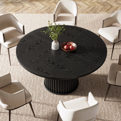 Table de salle à manger Jacinthe — finition noir, métal, ronde