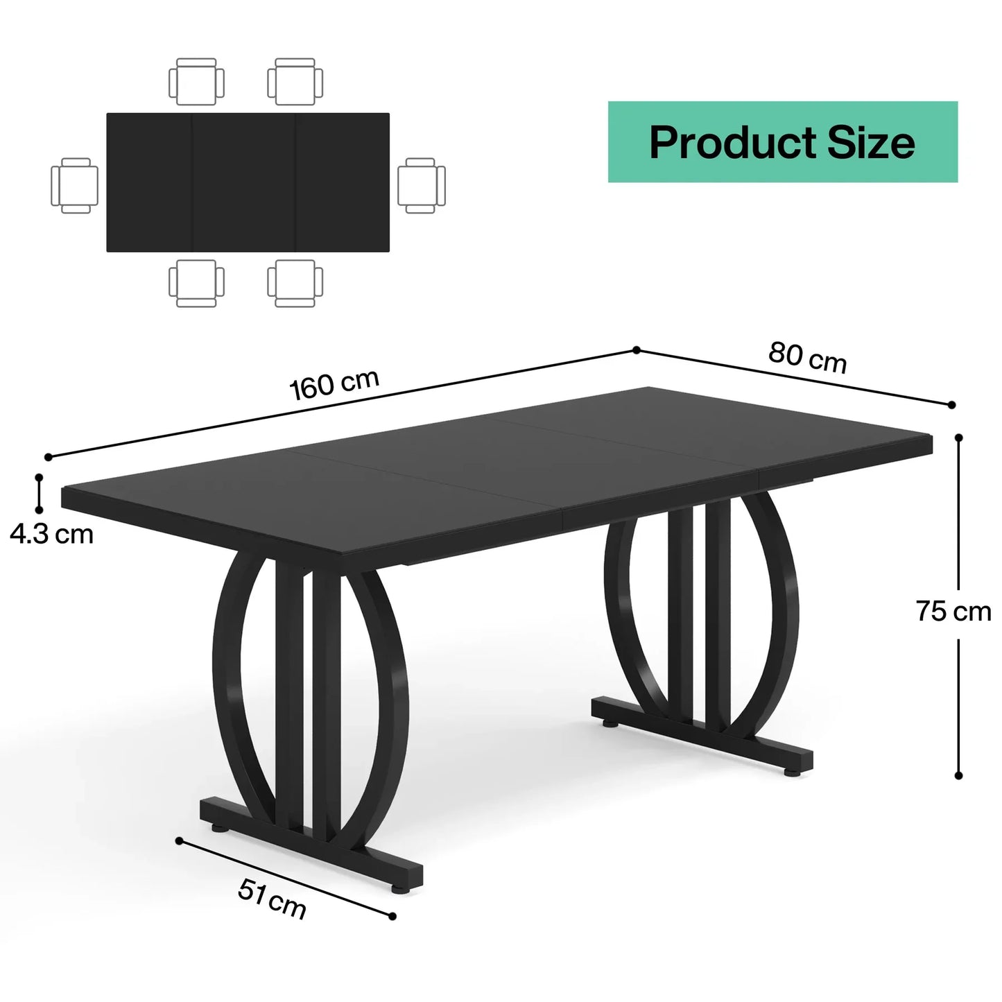 Table de salle à manger Hugo — métal, style industriel