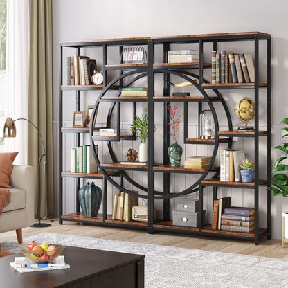 Bibliothèque Nathan — style industriel, rangement intégré, 5 niveaux, étagères ouvertes