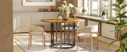 Table de salle à manger Yolande — métal, style industriel, ronde