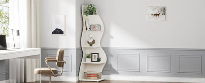 Bibliothèque Jules — design contemporain, rangement intégré, 5 niveaux, meuble d'angle