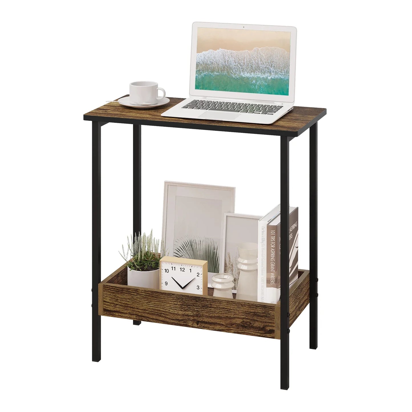 WOLTU Side Table Coffee Table with 2 Shelves Sofa Console Table with Storage Space for Corner Living Room Bedroom