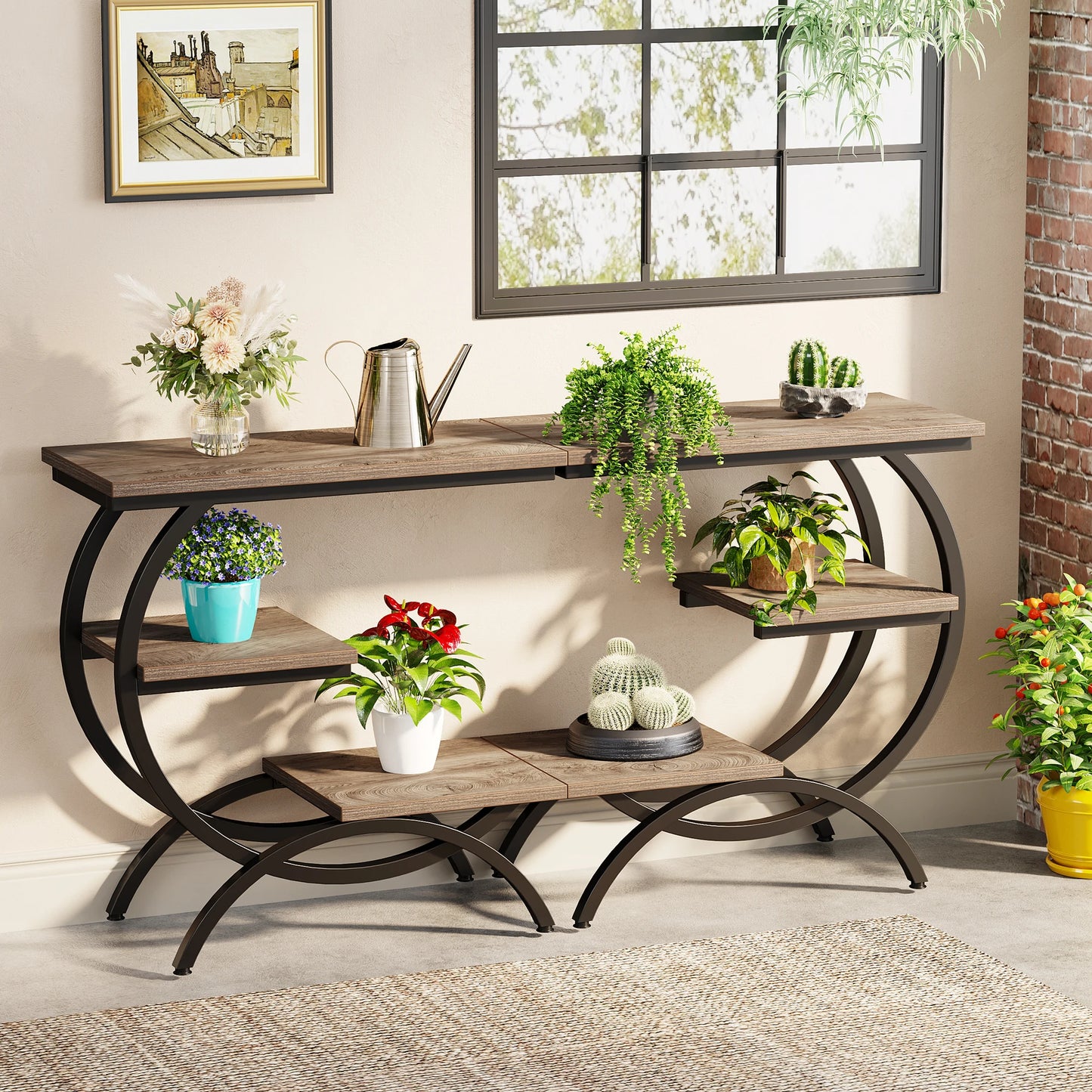 Table d'appoint Tanguy — bois, style industriel, rangement intégré, 3 niveaux