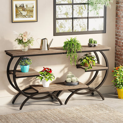 Table d'appoint Tanguy — bois, style industriel, rangement intégré, 3 niveaux