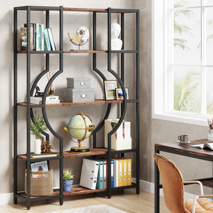 Bibliothèque Muriel — style industriel, rangement intégré, 5 niveaux, étagères ouvertes