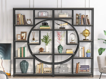 Bibliothèque Muriel — style industriel, rangement intégré, 5 niveaux, étagères ouvertes