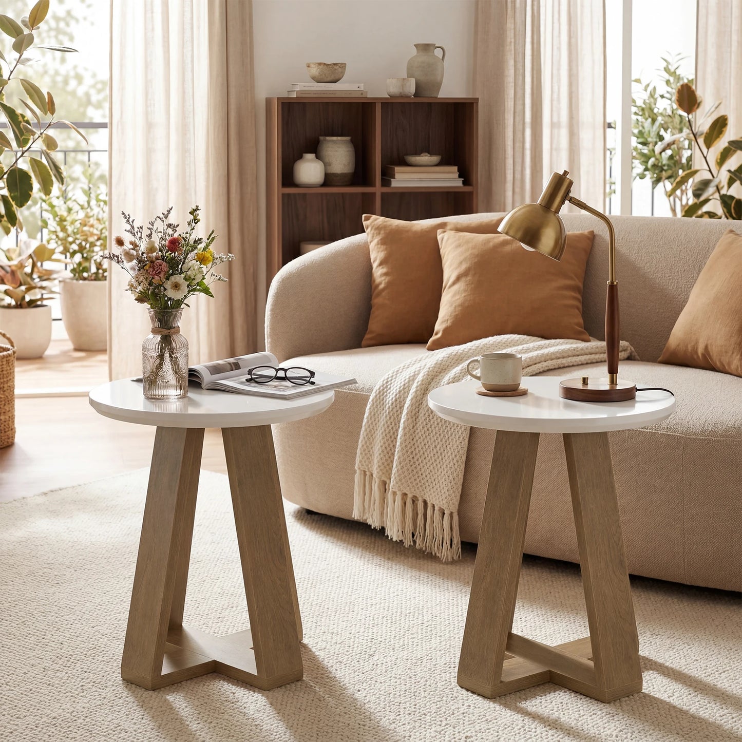 Table d'appoint Bertrand — finition blanche, design contemporain, ronde