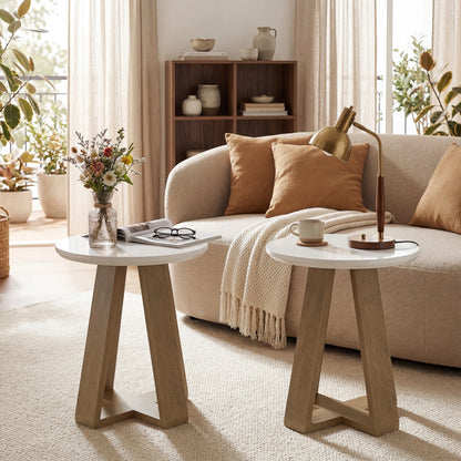 Table d'appoint Bertrand — finition blanche, design contemporain, ronde