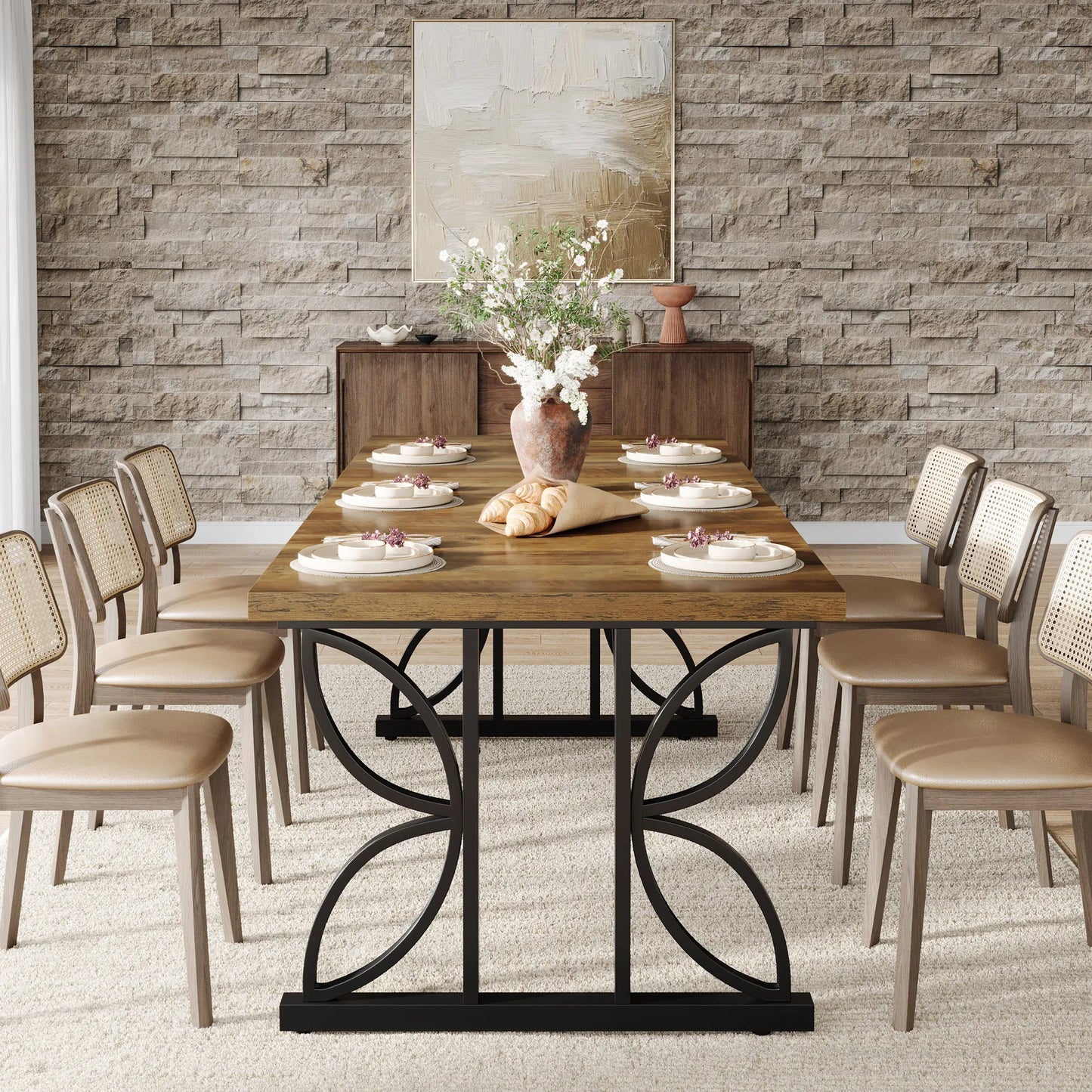 Table de salle à manger Florent — métal, rectangulaire