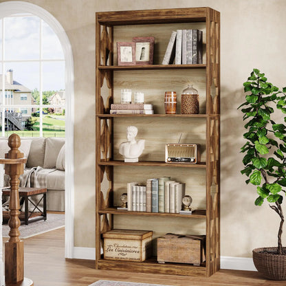Bibliothèque François — bois, 6 niveaux, étagères ouvertes