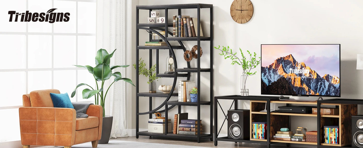 Bibliothèque Nathan — style industriel, rangement intégré, 5 niveaux, étagères ouvertes