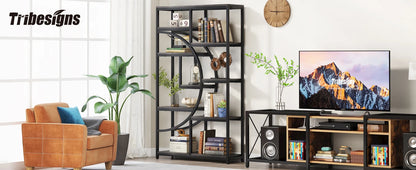 Bibliothèque Nathan — style industriel, rangement intégré, 5 niveaux, étagères ouvertes
