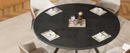 Table de salle à manger Jonathan — bois, métal, rangement intégré, ronde