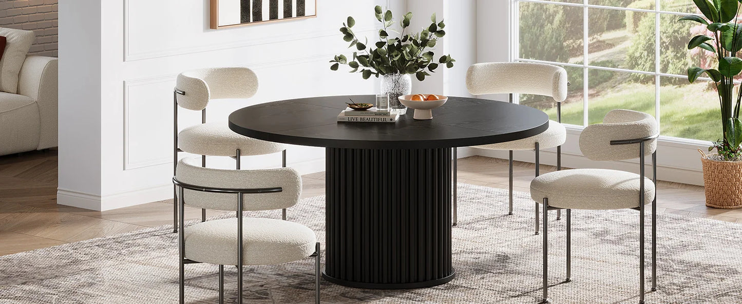 Table de salle à manger Jacinthe — finition noir, métal, ronde