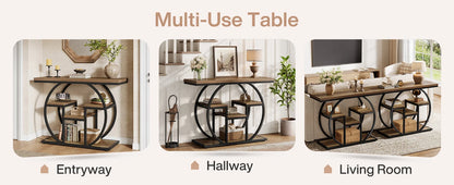 Table d'appoint Nathalie — bois, métal, style industriel, rangement intégré