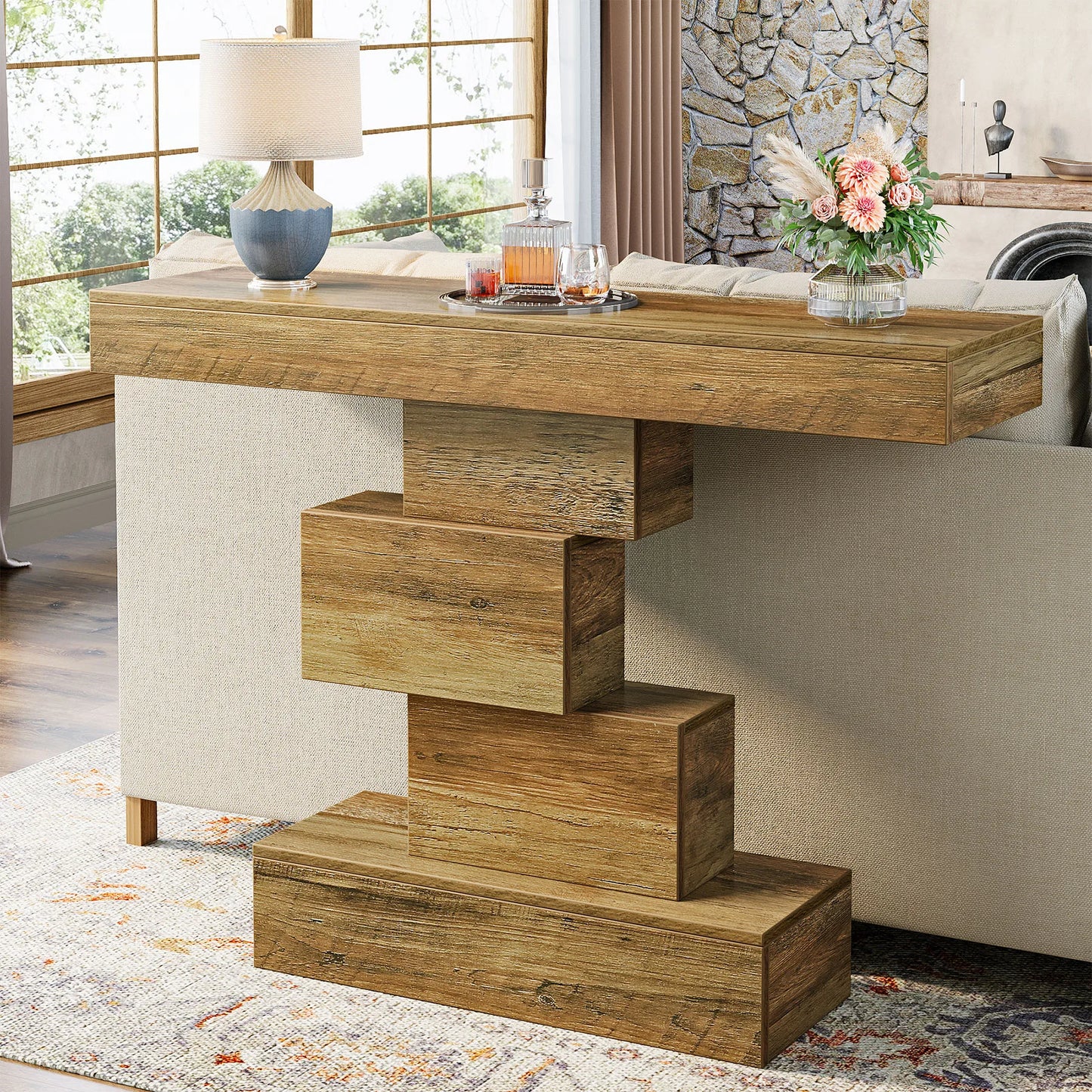 Console Jeanne — bois, métal, style industriel