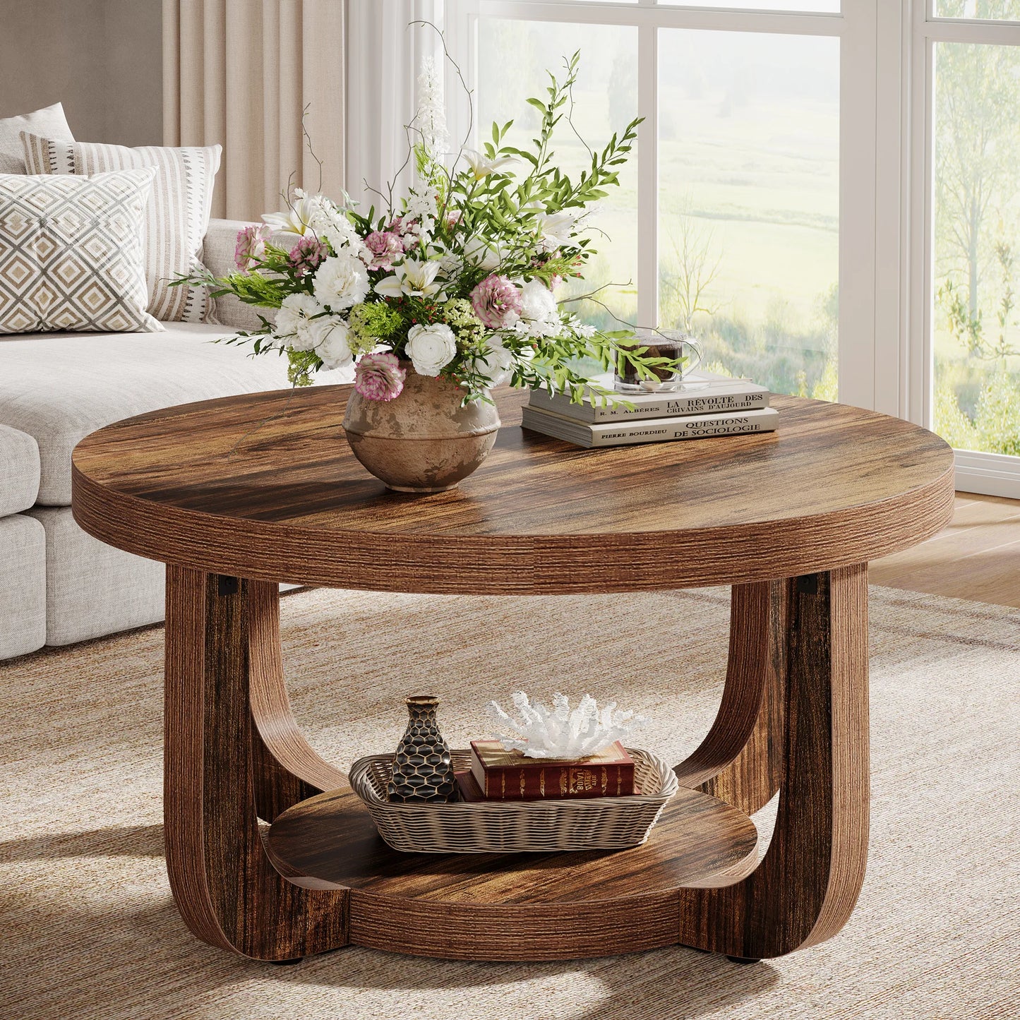 Table basse Chloé — bois, design contemporain, rangement intégré, 2 niveaux