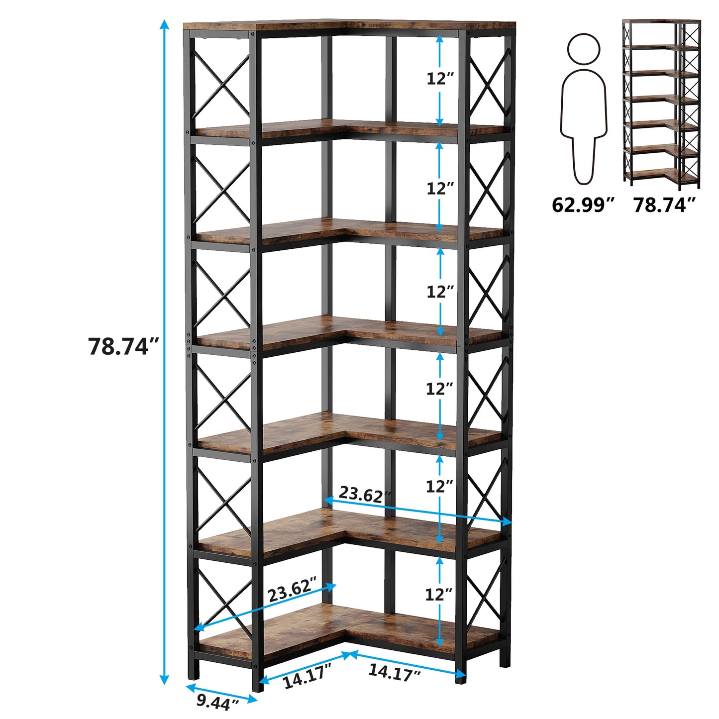 Bibliothèque Hadrien — métal, design contemporain, rangement intégré, 7 niveaux