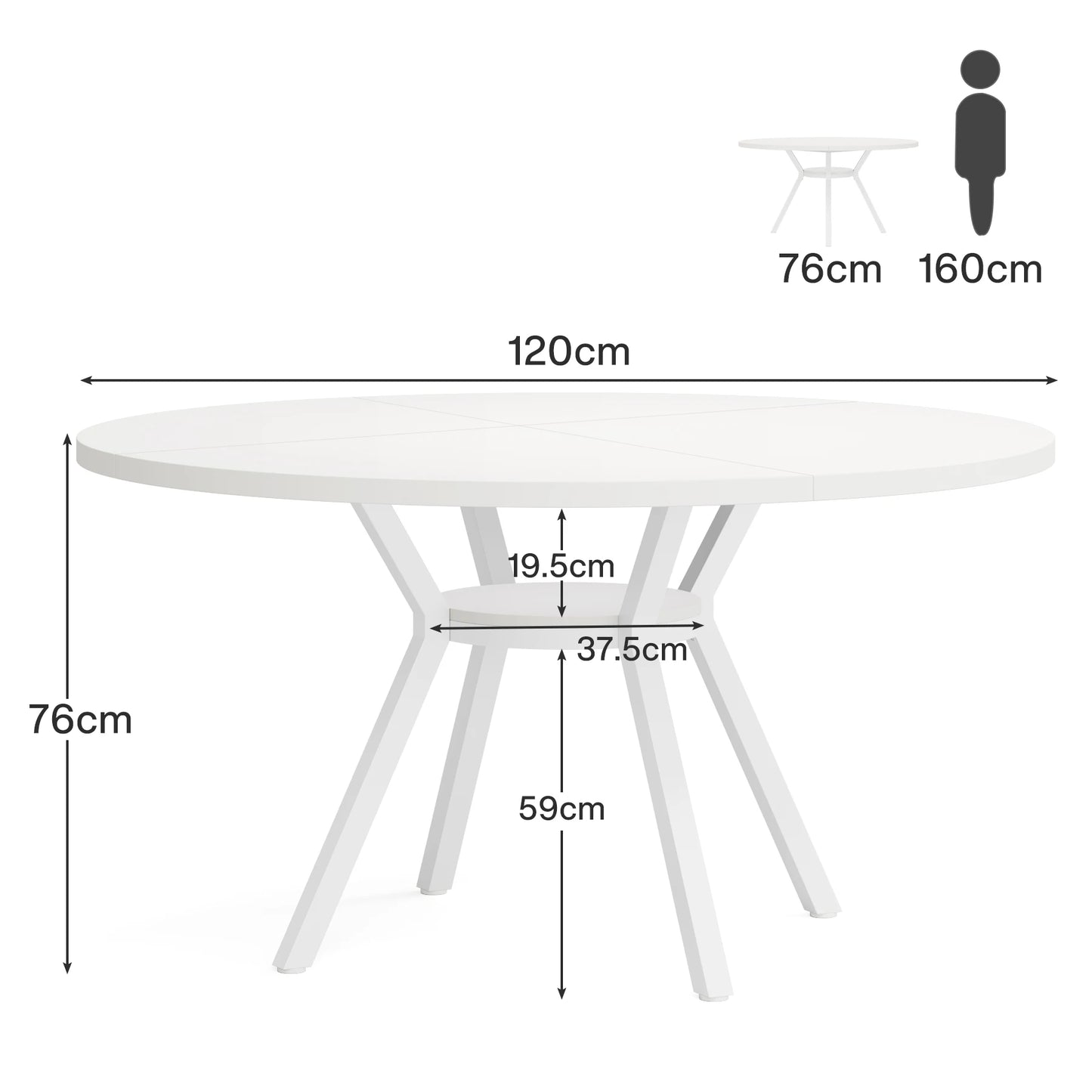 Table de salle à manger Yolande — métal, style industriel, ronde