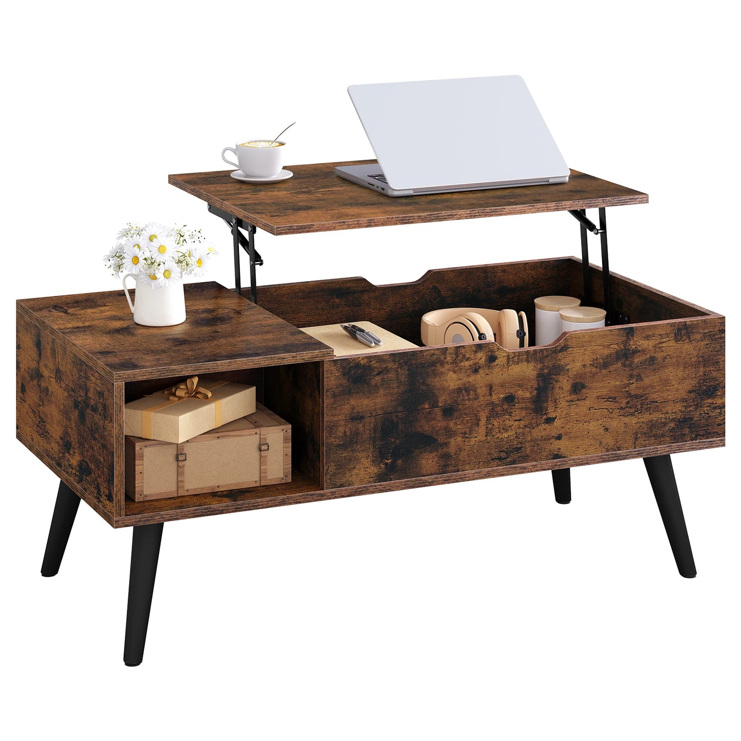 WOLTU Height-Adjustable Coffee Table Living Room Table with Hidden Storage Lifting Board Folding Table for Side Sofa Decor Home