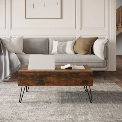 WOLTU Extendable Coffee Table Height-Adjustable Table Wooden Sofa Table with Hidden Storage Space Living Room Office Furniture