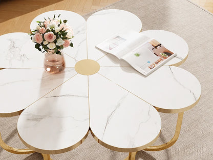 Table basse Tatiana — finition dorée, marbre