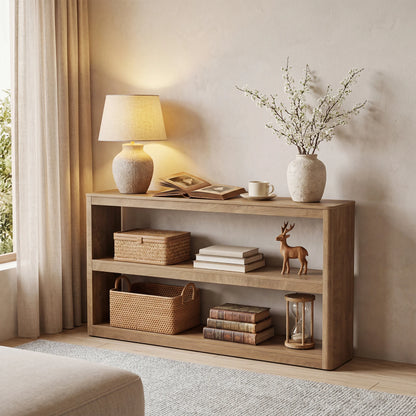 Console Élise — design contemporain, rangement intégré, étagères ouvertes