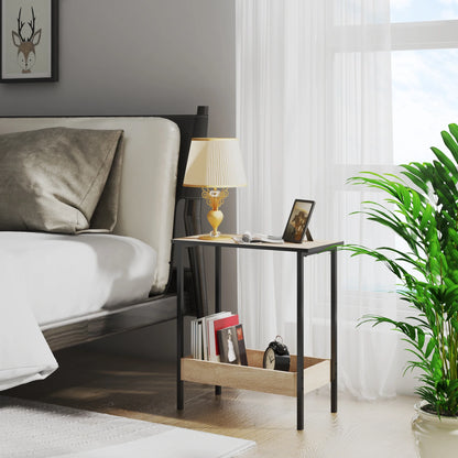 WOLTU Side Table Coffee Table with 2 Shelves Sofa Console Table with Storage Space for Corner Living Room Bedroom