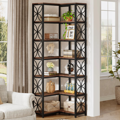 Bibliothèque Antoinette — bois, métal, 7 niveaux, meuble d'angle