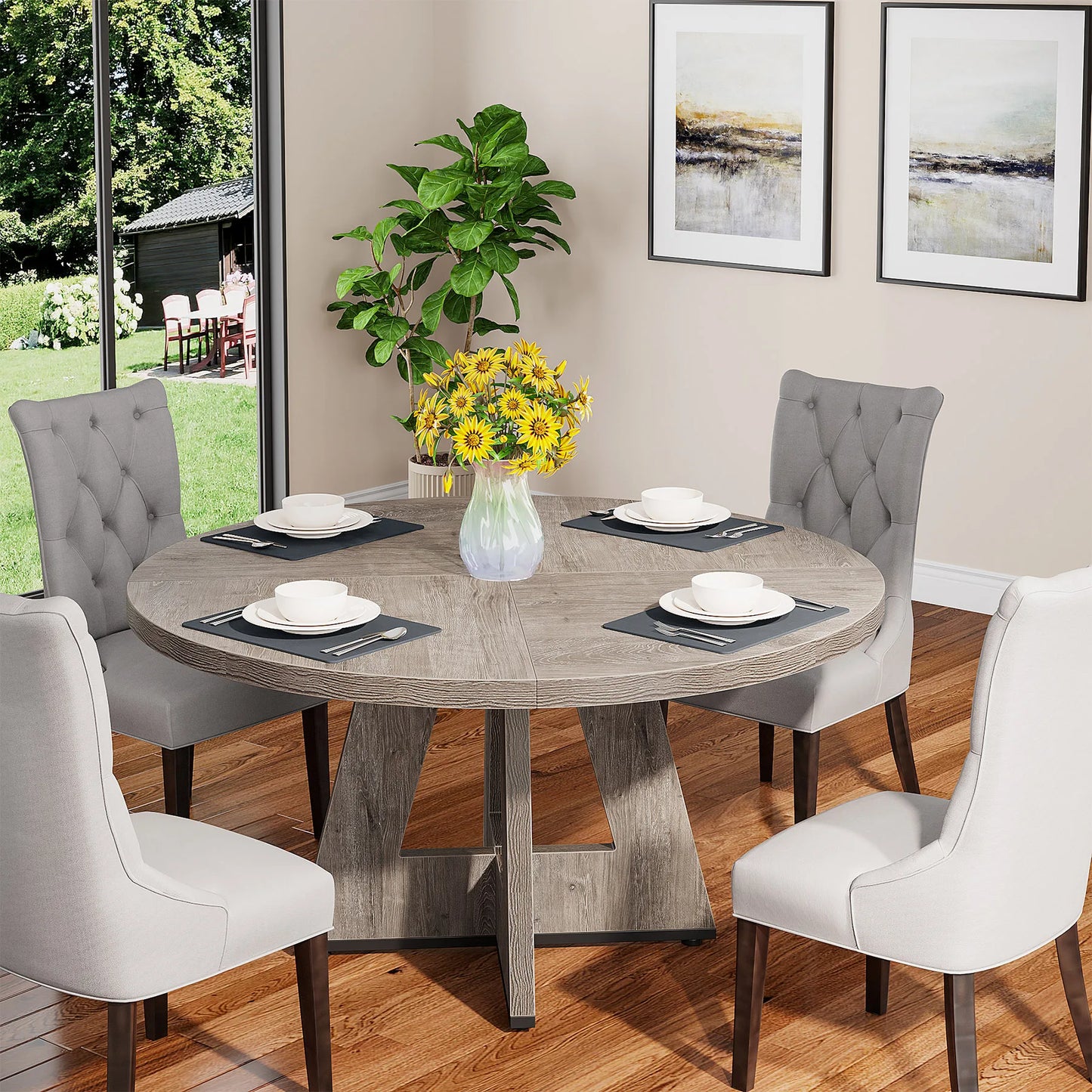 Table de salle à manger Stéphane — métal, ronde