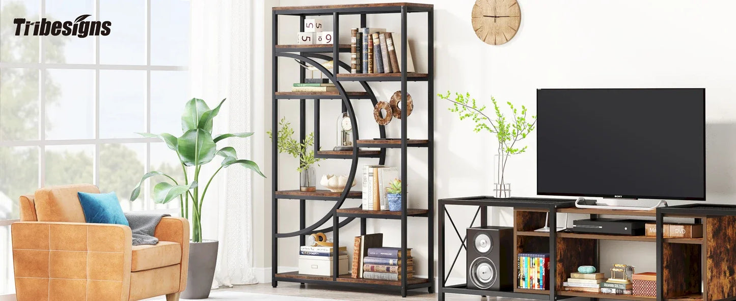 Bibliothèque Muriel — style industriel, rangement intégré, 5 niveaux, étagères ouvertes