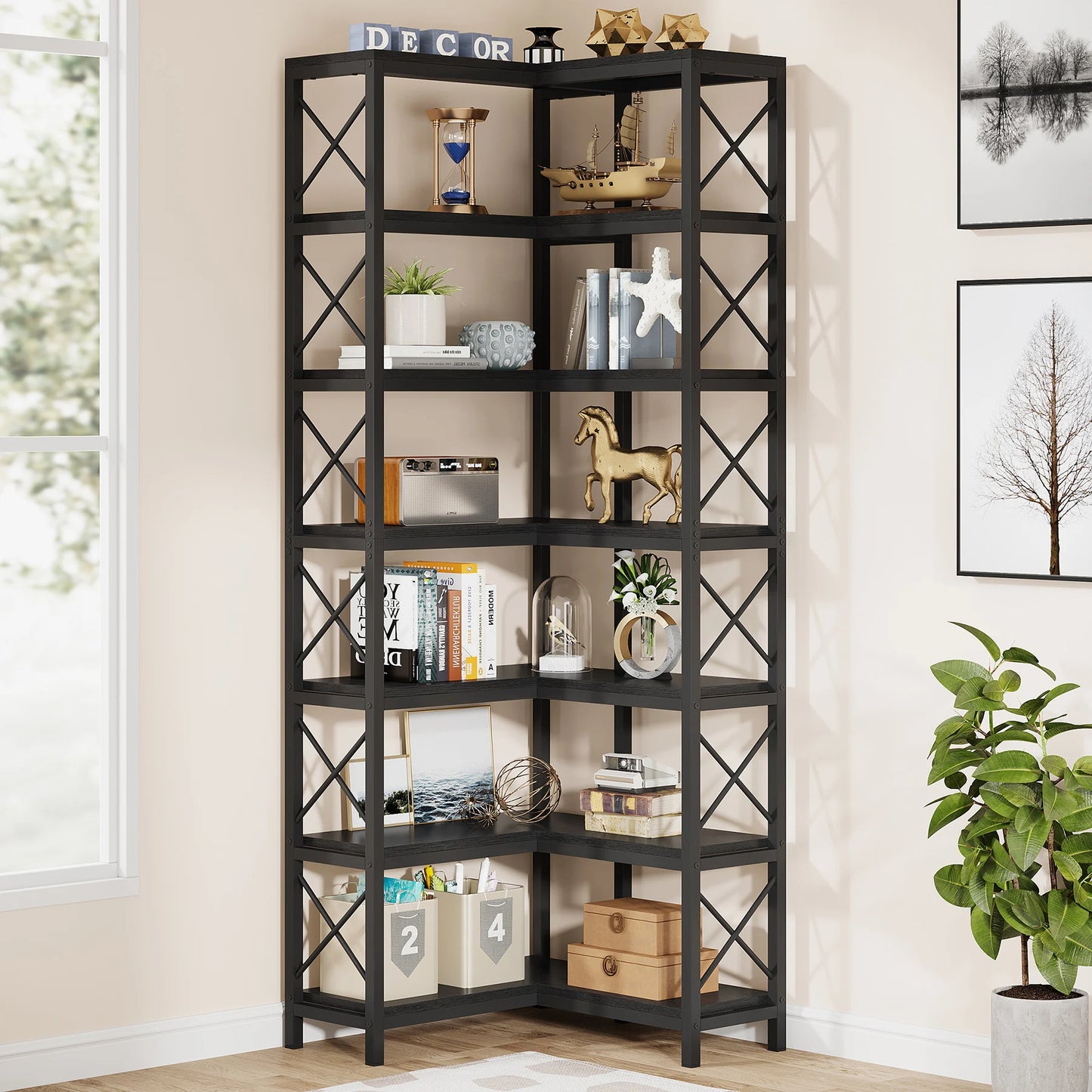 Bibliothèque Hadrien — métal, design contemporain, rangement intégré, 7 niveaux