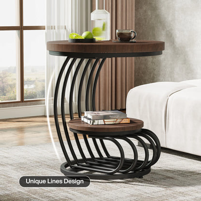 Table d'appoint Pénélope — finition dorée, marbre, design contemporain, rangement intégré