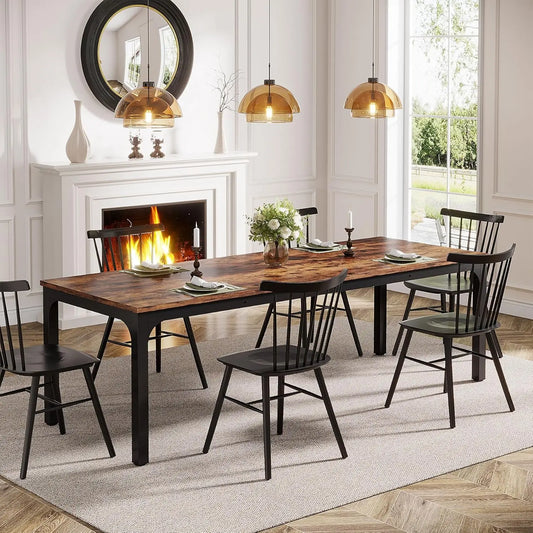Table de salle à manger Émilie — bois, style industriel, rectangulaire
