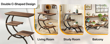 Table d'appoint Tanguy — bois, style industriel, rangement intégré, 3 niveaux