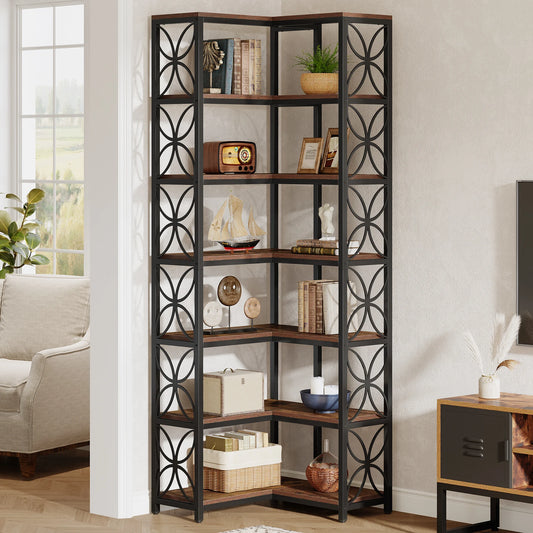 Bibliothèque Antoinette — bois, métal, 7 niveaux, meuble d'angle