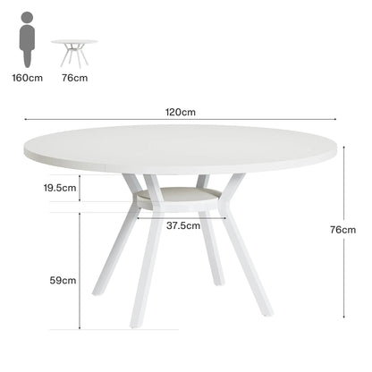 Table de salle à manger Jonathan — bois, métal, rangement intégré, ronde