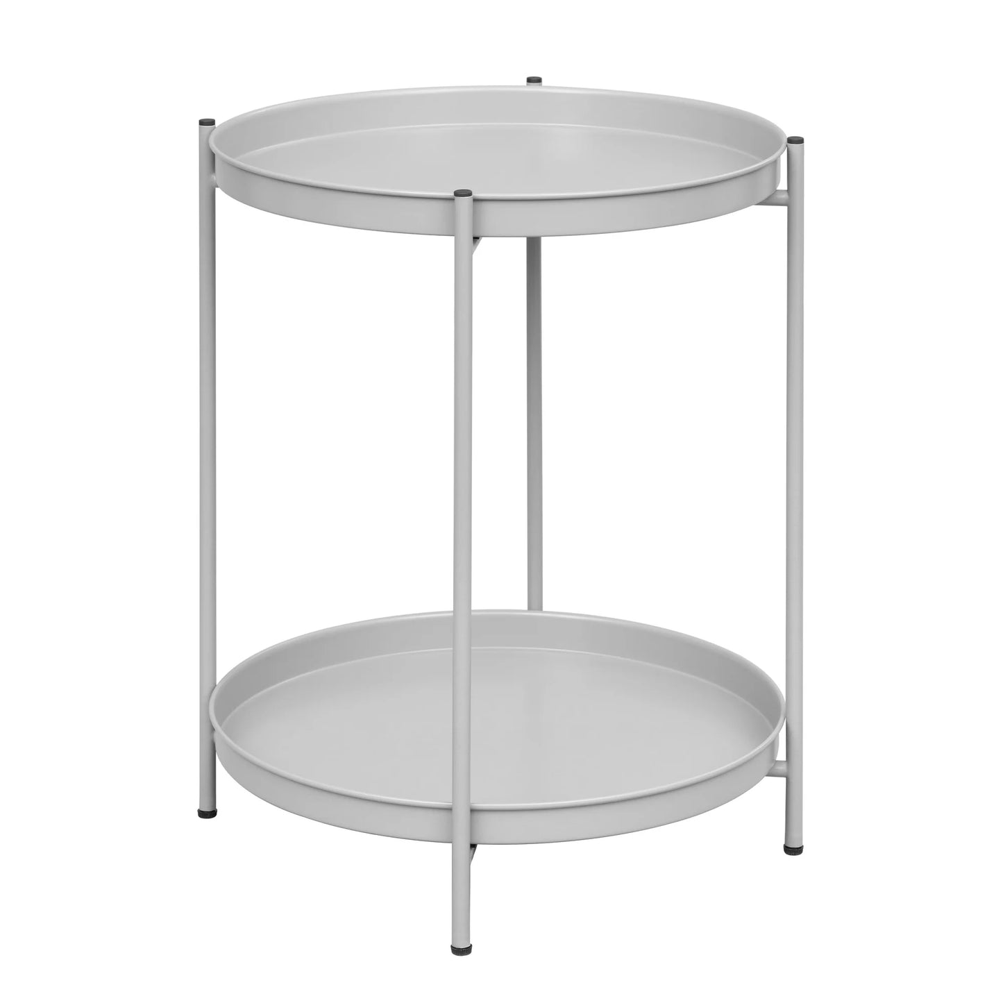 WOLTU Round Coffee Table with Storage Space 2 Removable Trays Metal Sofa Table for Living Room Modern Bedside Table for Bedroom