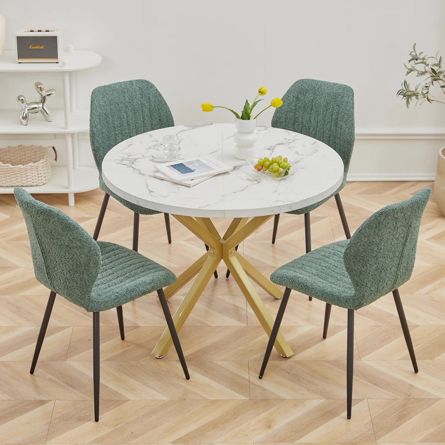 Table de salle à manger Julien — marbre, design contemporain, ronde