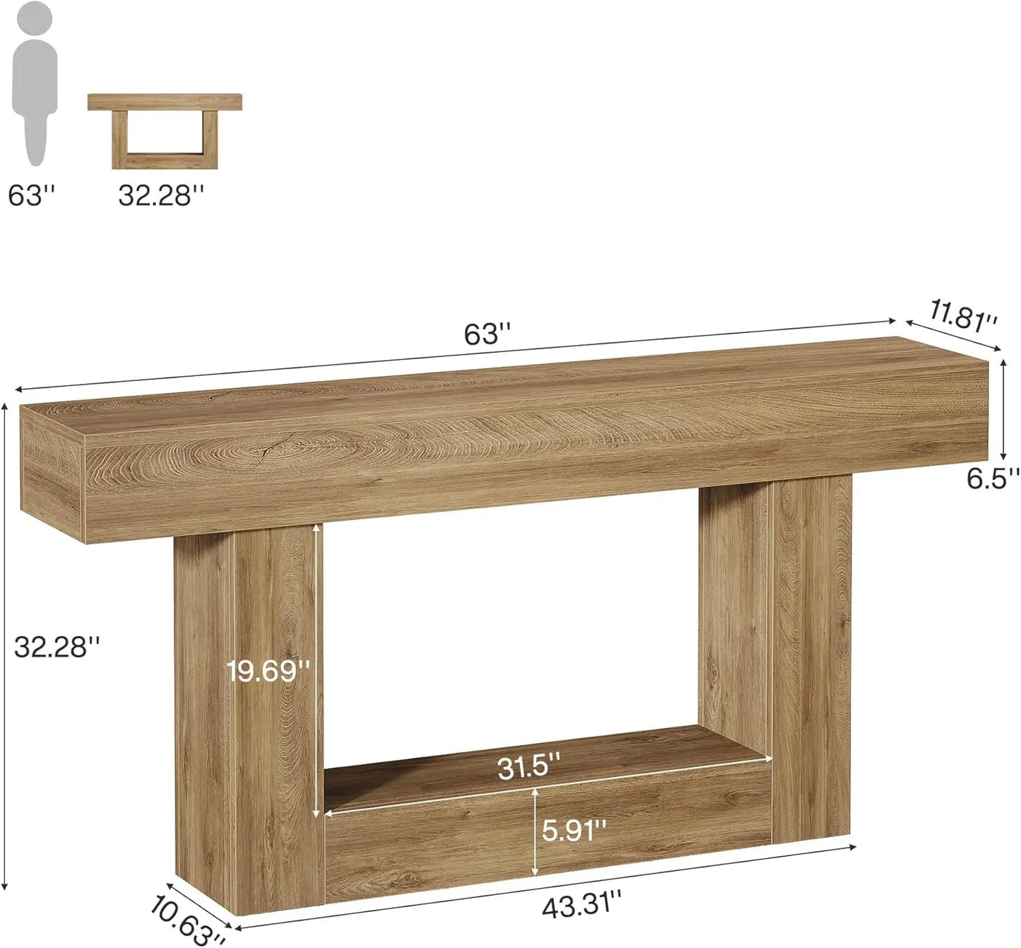 Console Laetitia — bois, 2 niveaux