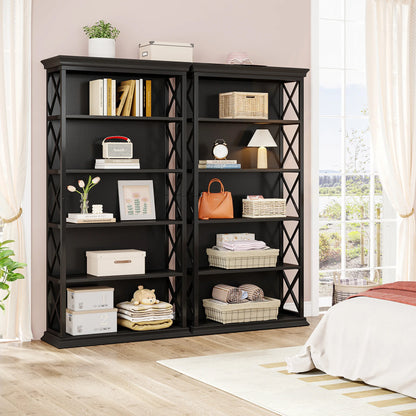 Bibliothèque Delphine — style industriel, rangement intégré, 6 niveaux, étagères ouvertes