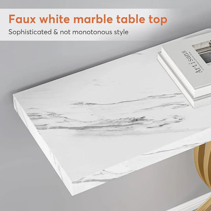 Console Axel — finition dorée, bois, marbre, métal