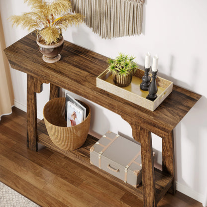 Console Baptiste — bois, métal, rangement intégré, 2 niveaux